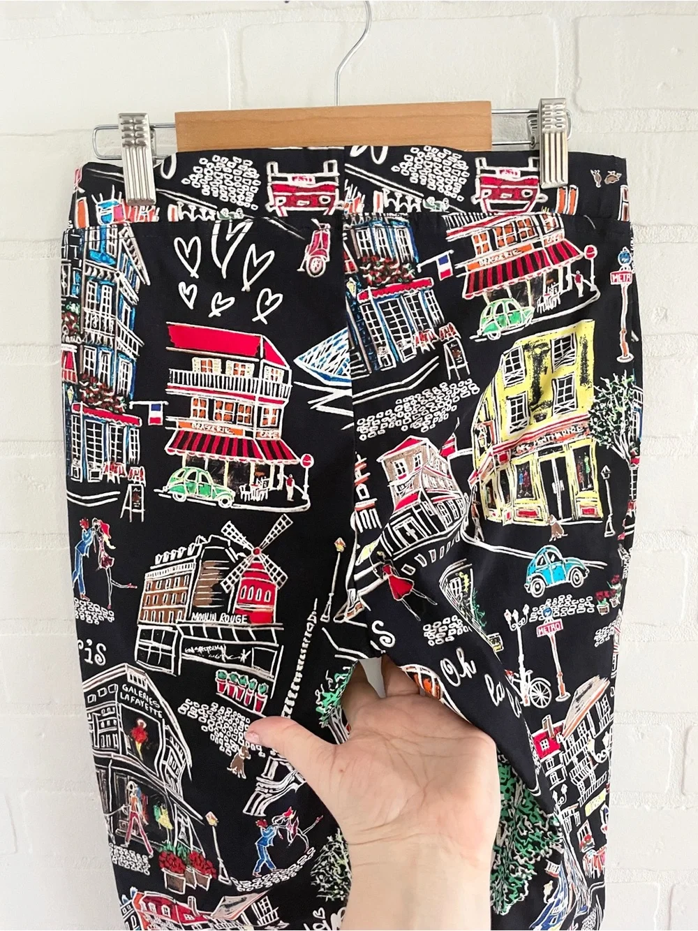 Vintage Paris Novelty Crop Pants Eiffel Tower Moulin Rouge Scene Sz 2 - Picture 10 of 16